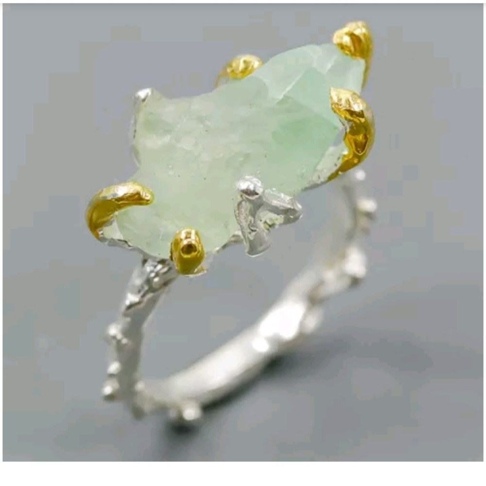 HUGE raw sea green Aquamarine ring sz8 - Picture 9 of 12